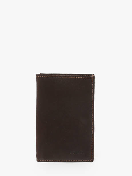 Compact Leather Wallet Oil Etrier Brown oil EOIL027
